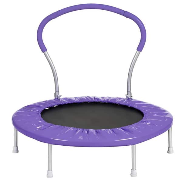 maocao hoom 36 in. Galvanized Metal Trampoline with Handel in Purpel