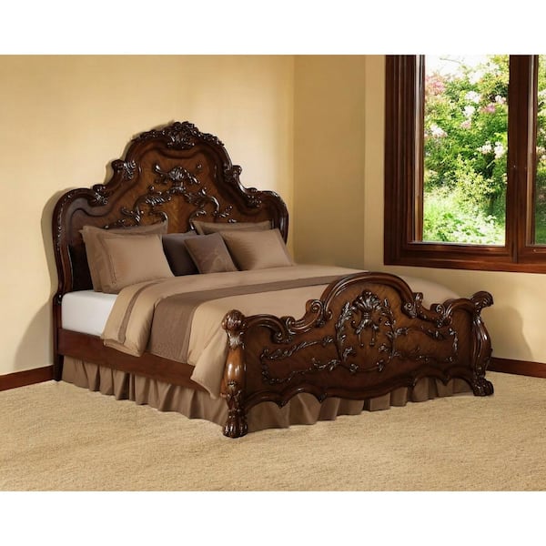Amelia Cherry Oak Wood Frame California King Panel Bed