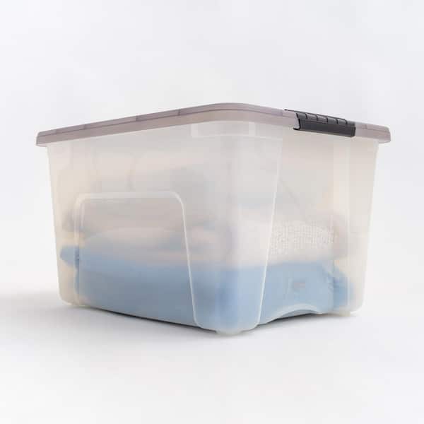 Mainstays 64 Quart Latching Clear Storage Container with Black Lid 