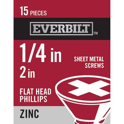 #14 x 2 in. Phillips Flat Head Zinc Plated Sheet Metal Screw (15-Pack)