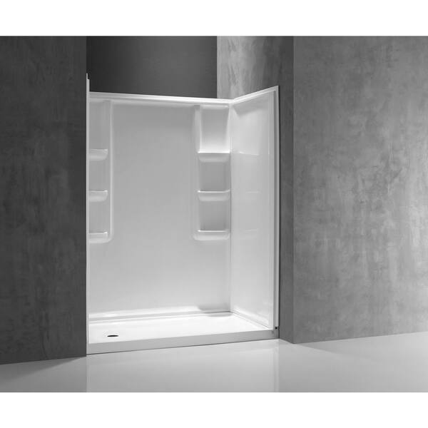 Anzzi Vasu 60 x 36 x 74 3-Piece DIY Friendly Alcove Shower Surround in White - SW-AZ8076