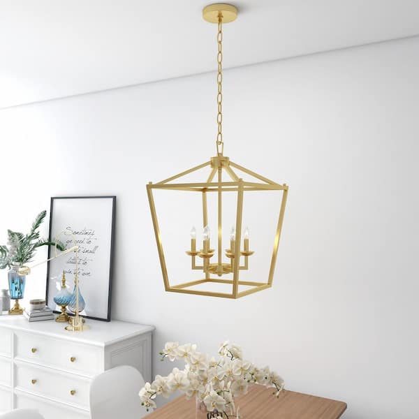 6-Light Gold Square Lantern Pendant Light