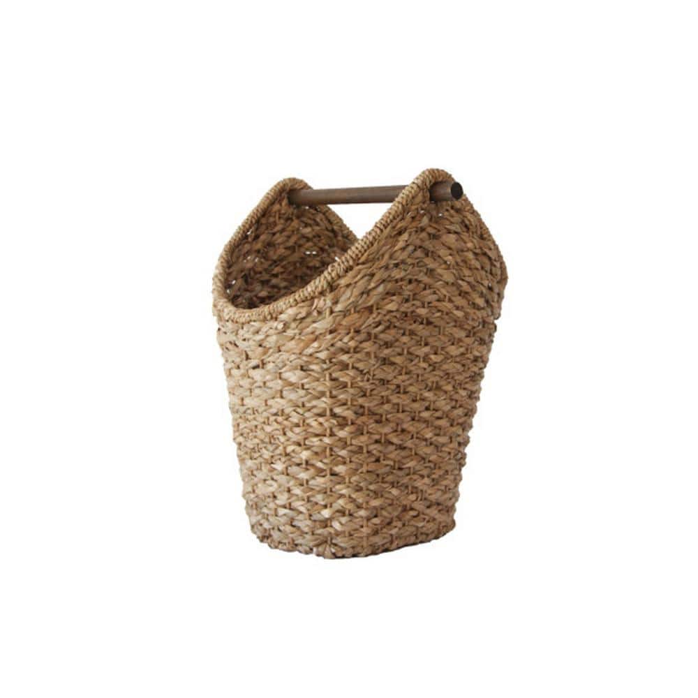 Natural Bankuan Braided Oval Toilet Paper Basket with Wood Bar