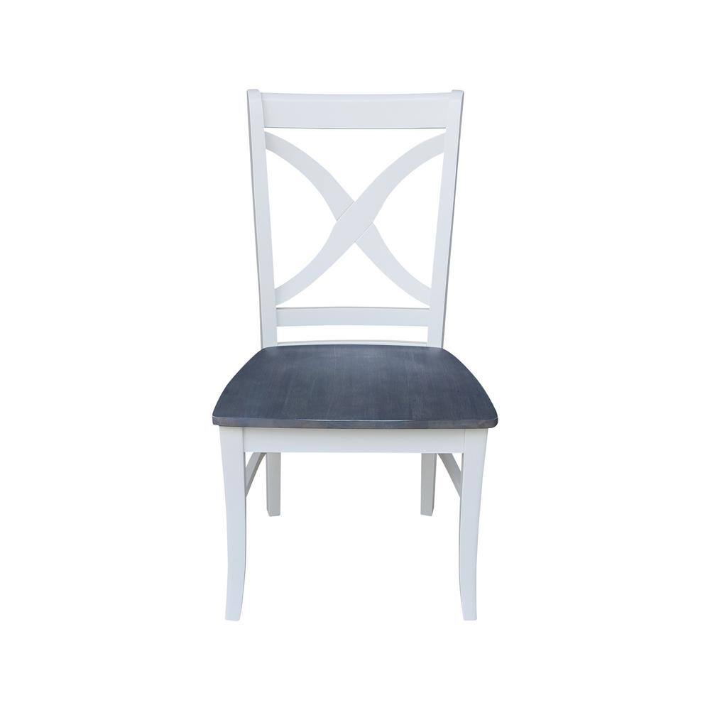 Gray Cross Back Solid Wood Side Chair