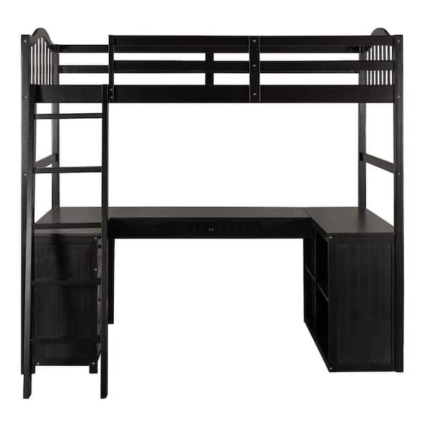 HomeRoots Amelia Brown Twin Loft Bed with Ladder