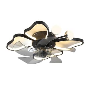 19.7 in. W Low Noise, Timerable, Butterfly Shape Black Indoor Ceiling Fan Light with Dimmable LED