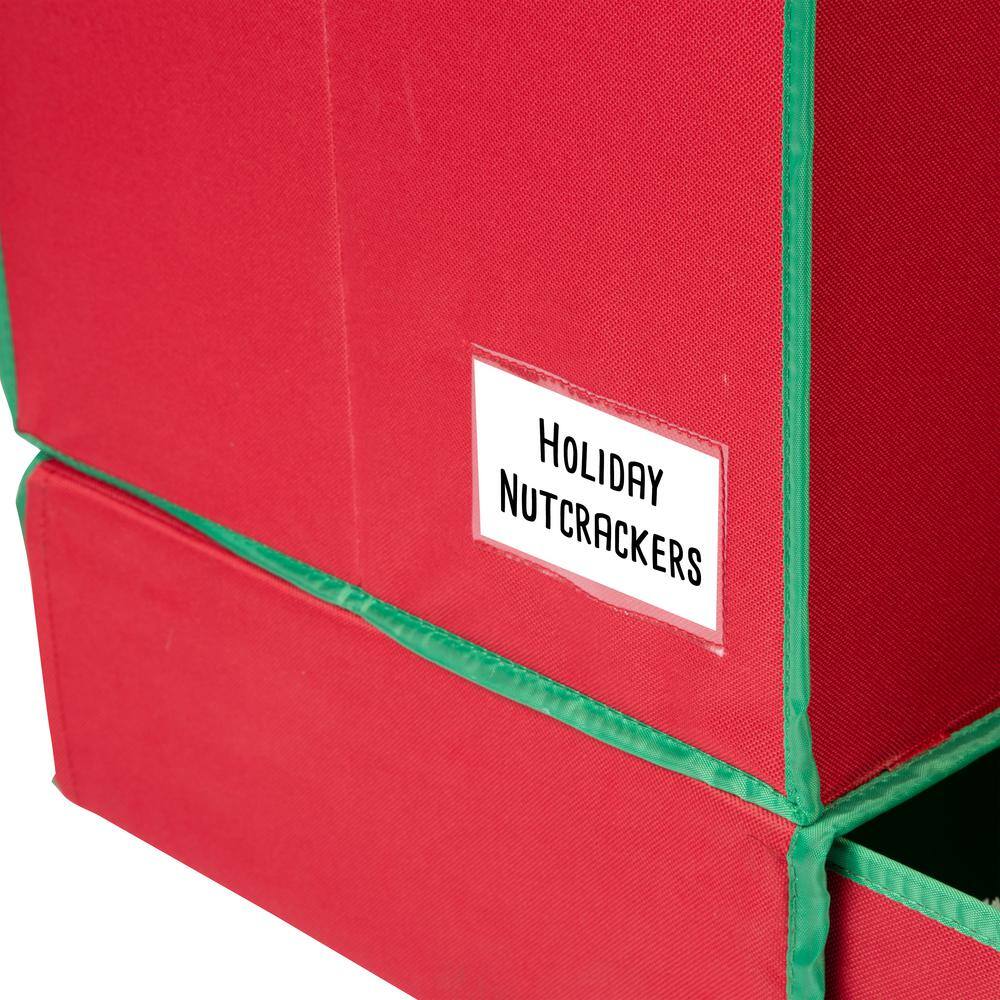 Red Fabric Christmas Ornament Storage Box with Viewing Window