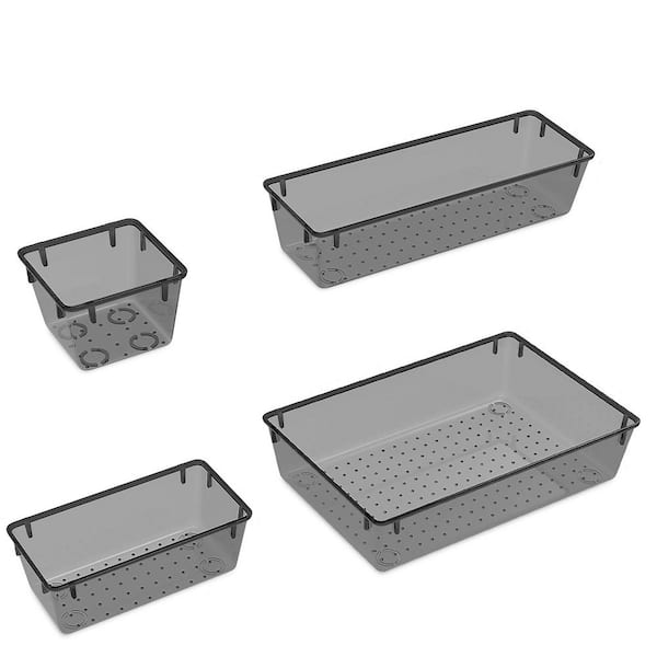 28 Pcs Black Plastic Drawer Organizers Set, Desk Drawer Organizer Desk Drawer Organizer Office Accessories