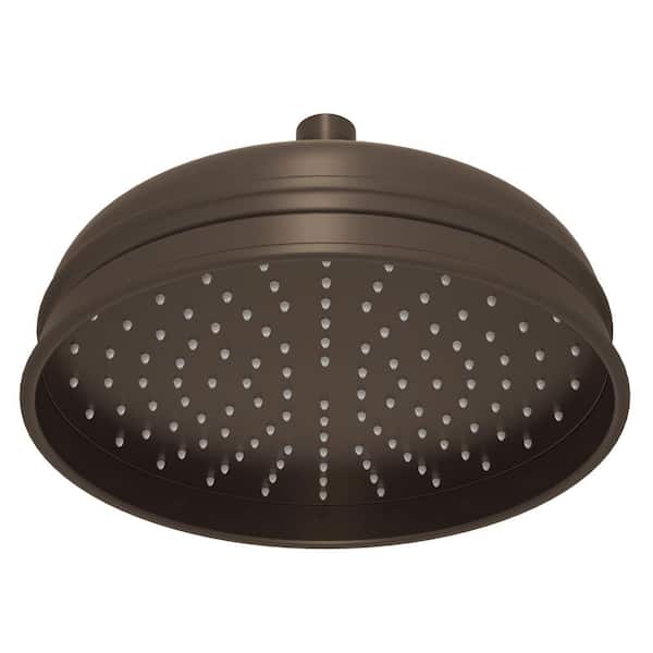 1-Spray 8.75 in. Single Wall Mount Fixed Rain Shower Head in Tuscan Brass