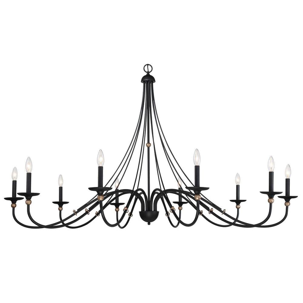 Westchester Sand Coal & Skyline Gold Leaf 10-Light Traditional Chandelier