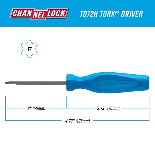 Channellock 2 in. T7 Torx Screwdriver with 3-Sided High
