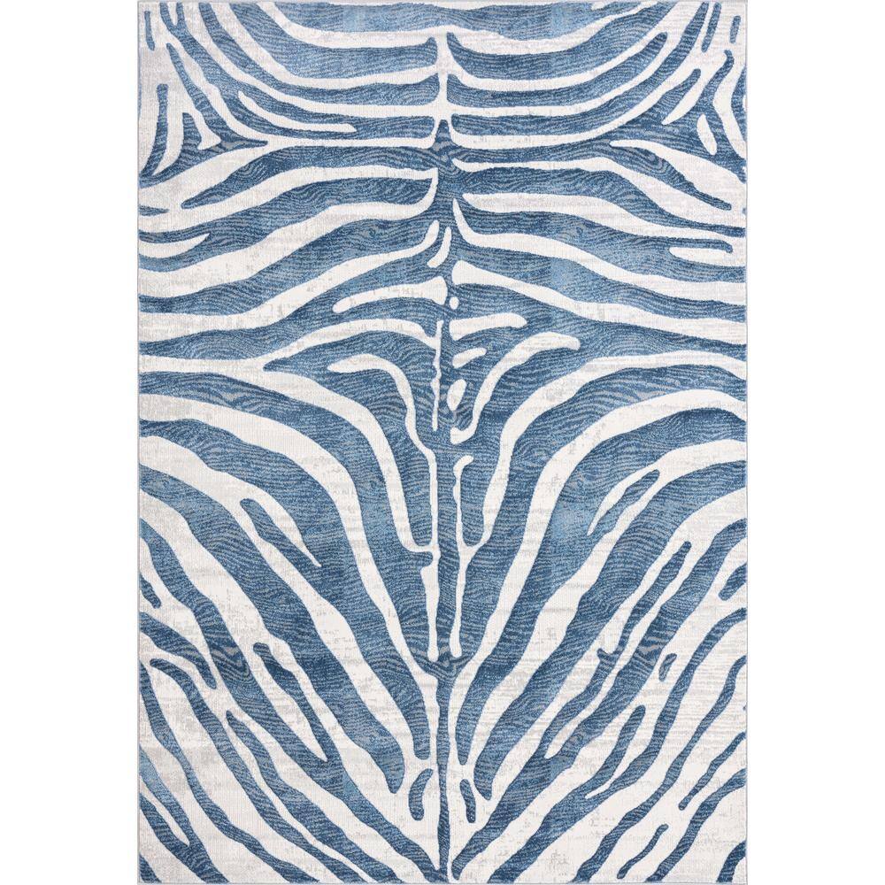 Nova Blue 4 ft. x 6 ft. Abstract Polyester Area Rug