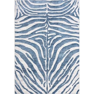 Nova Blue 4 ft. x 6 ft. Abstract Polyester Area Rug
