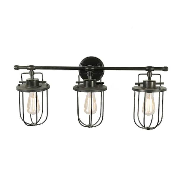 3-Light Black Wall Sconce