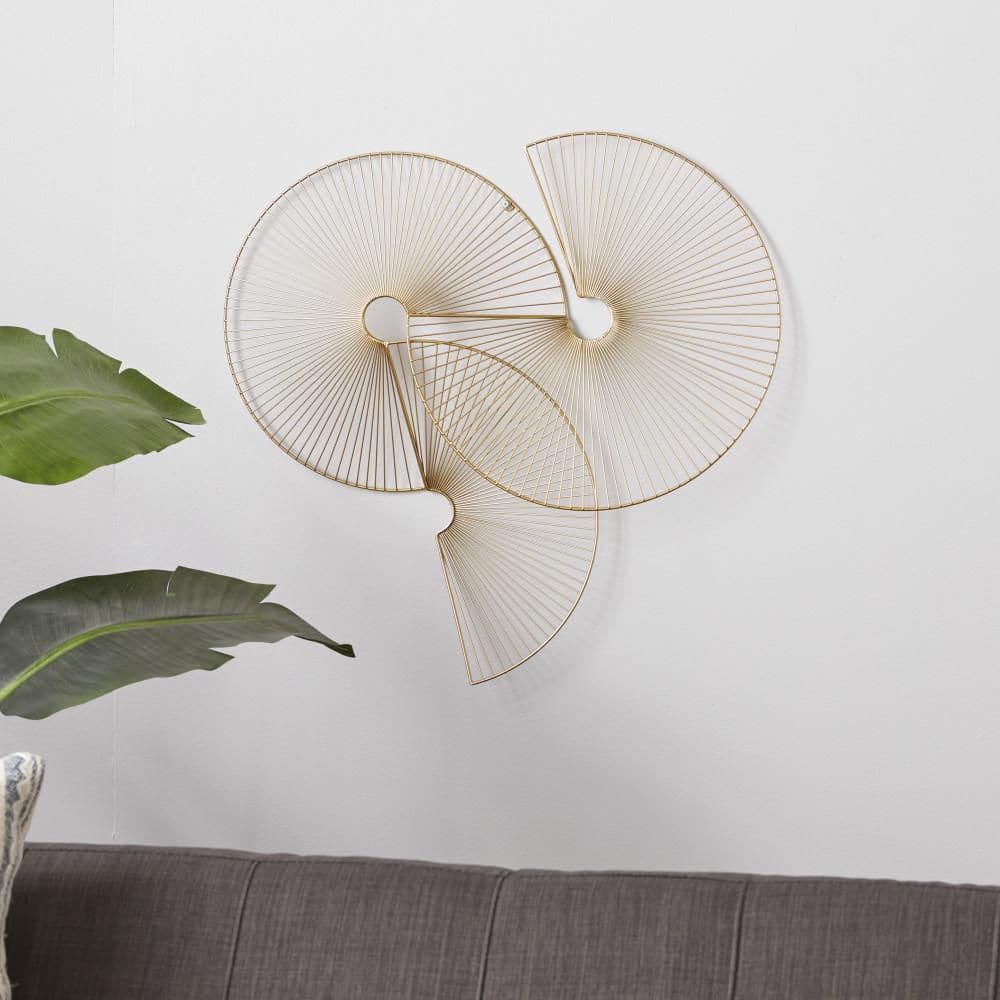 Gold Half Moon Radial Sunburst Metal Wall Sculpture 23"x23"