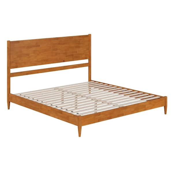 Pasadena Light Toffee Natural Bronze Solid Wood Frame King Low Profile Platform Bed