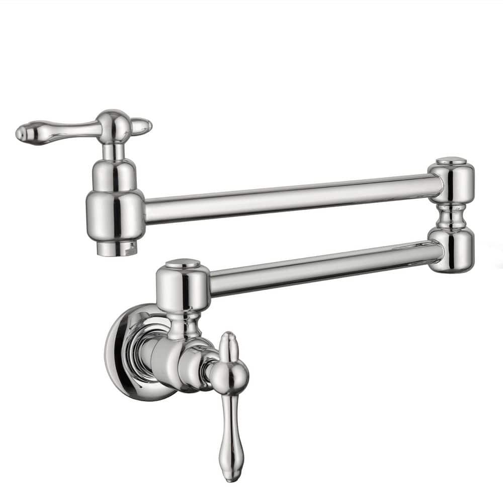 WATWAT Kafir 2-Handle Wall Mounted Pot Filler with Adjustable Function in  Polished Nickel SMDJE1206119CP The Home Depot