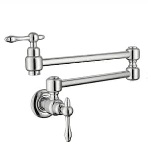 Kafir 2-Handle Wall Mounted Pot Filler with Adjustable Function in Polished Nickel