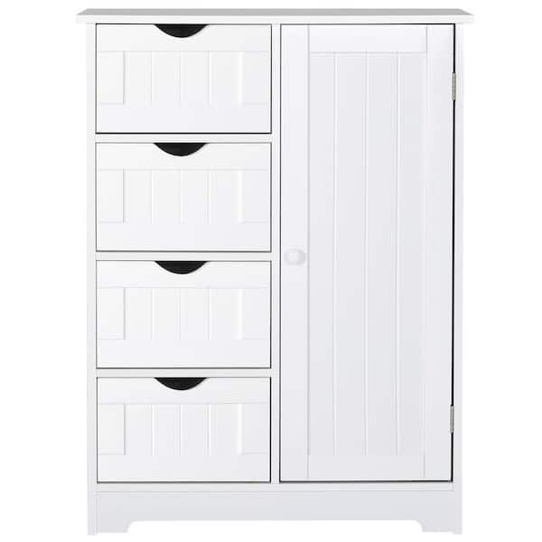 31.6 in. H x 23.6 in. W x 11.8 in. D Freestanding Linen Cabinet with Adjustable Shelf and in White (4-Drawer)