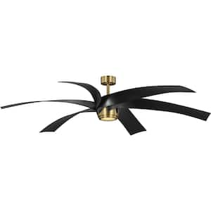 Insigna 72 in. Indoor/Outdoor Integrated LED Vintage Brass Contemporary Ceiling Fan with Remote for Living Room