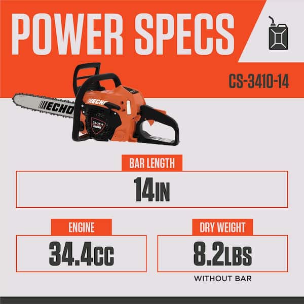 14 in. 34.4 cc Gas 2-Stroke Rear Handle Chainsaw with Automatic Chain Oiler