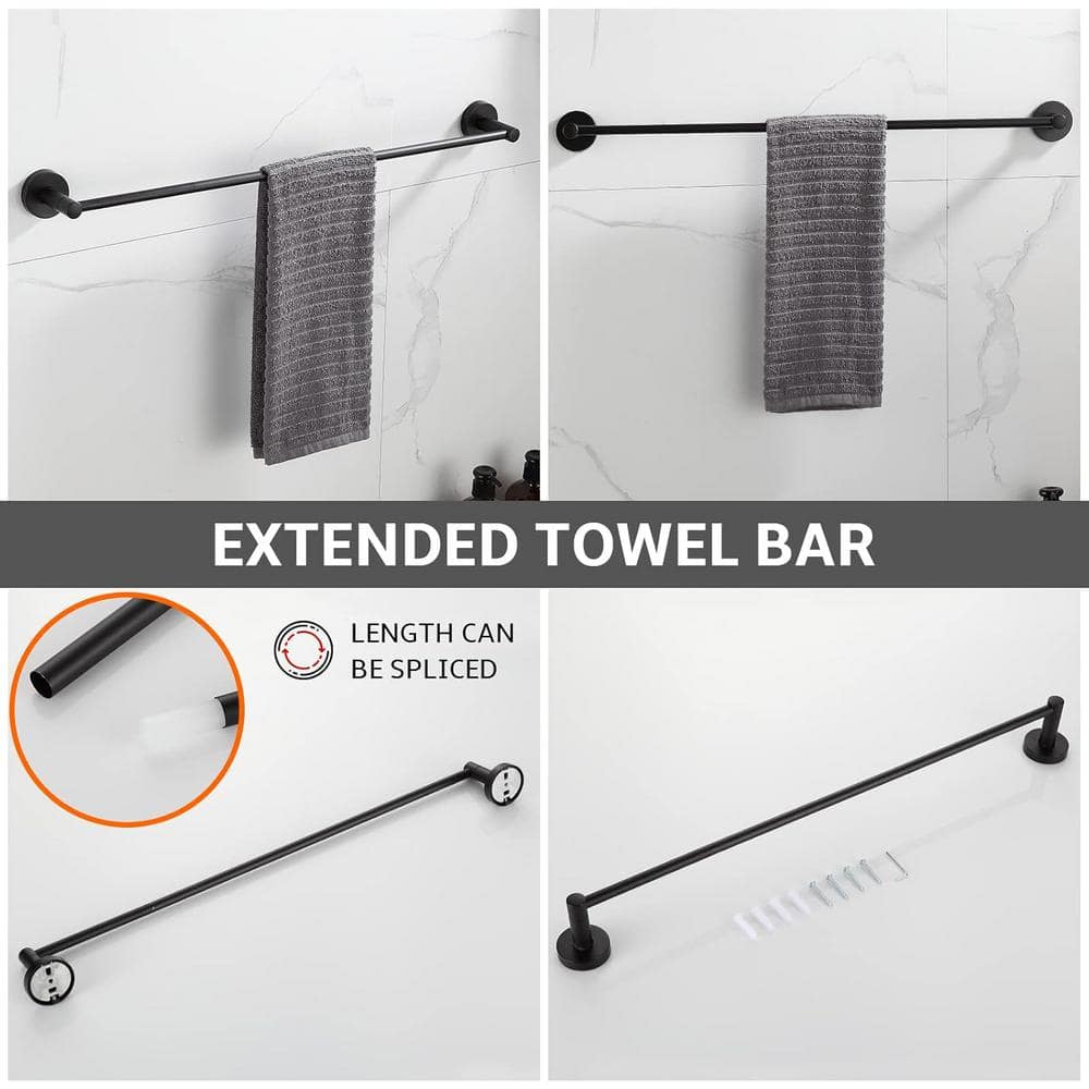 Matte Black 24-Inch Metal Bathroom Hardware Set, 4-Piece