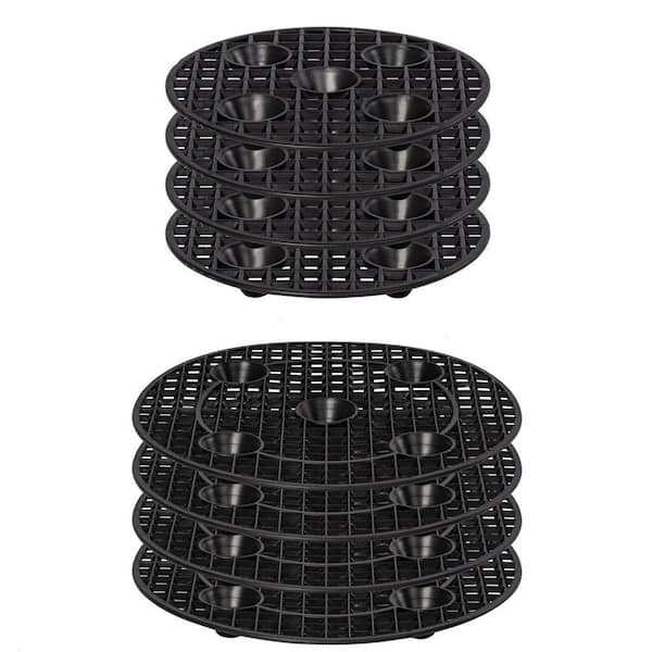 8-Pack Black Plastic Round Plant Stand for Flower Pot (1.2 in. H 2 Size)