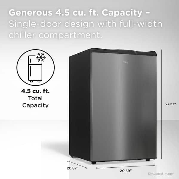 4.5 cu. ft. Compact Single Door Mini Refrigerator in Silver without Freezer