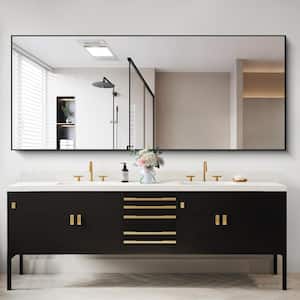 72 in. W x 32 in. H Rectangular Aluminum Framed Wall Bathroom Vanity Mirror in Black