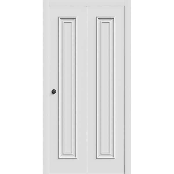 7811 56 in. x 84 in. Sold Core White Enamel Color Wood Bi-fold Door with Hardware