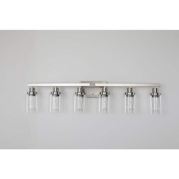 36.8 in. 6-Light Brushed Nickel Vanity Light Bar (Not Bulbs Included)