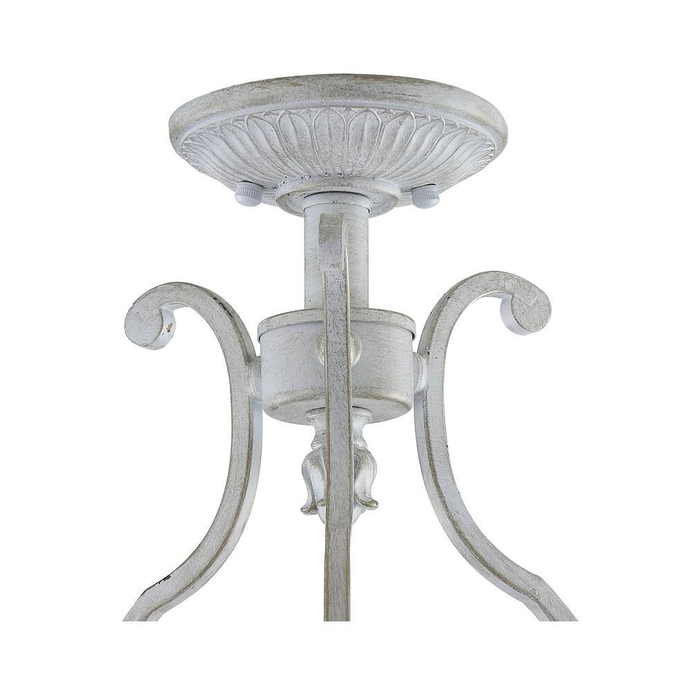 Antique White Metal LED Semi-Flush Mount Light