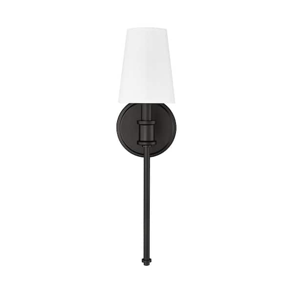 5 in. 1-Light Matte Black Sconce Linen