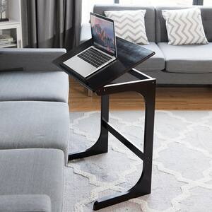 23.5 in. Brown Adjustable C-Shape Side End Table with Tilting Top