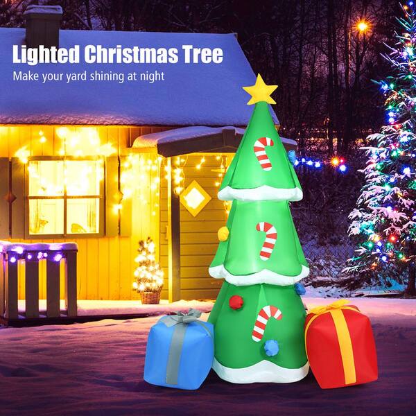 Costway 6 ft. Pre-lit LED Lights Christmas Tree with Gift Boxes 