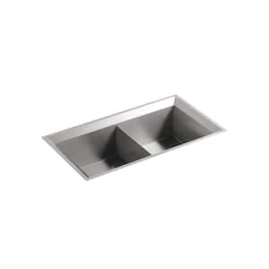 Poise Undermount Stainless Steel 33 in. Double Bowl Kitchen Sink