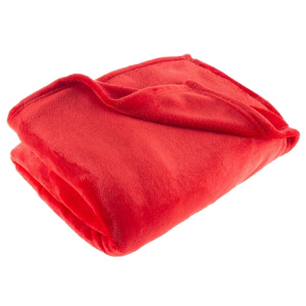 Lavish Home Crimson Red Oversized Flannel Fleece Throw Blanket 66