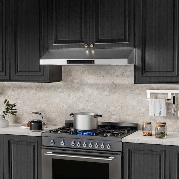 36 in. 700 CFM Ducted Under Cabinet Range Hood in Stainless Steel With 2-LED Lights, Easy Installation, Charcoal Filters