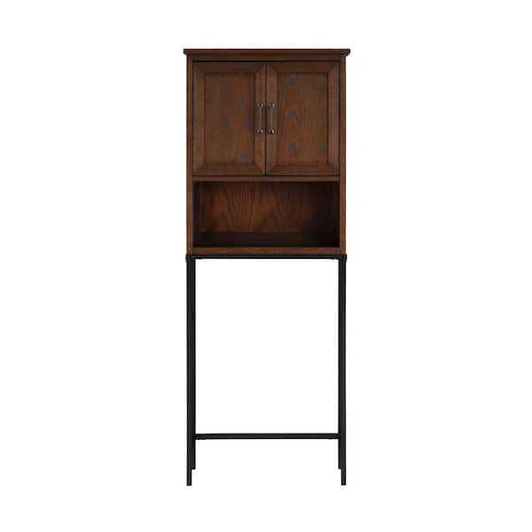 Home Decorators Collection Alster 25 in. W x 65 in. H x 8 in. D Over-the-Toilet Storage in Brown Oak