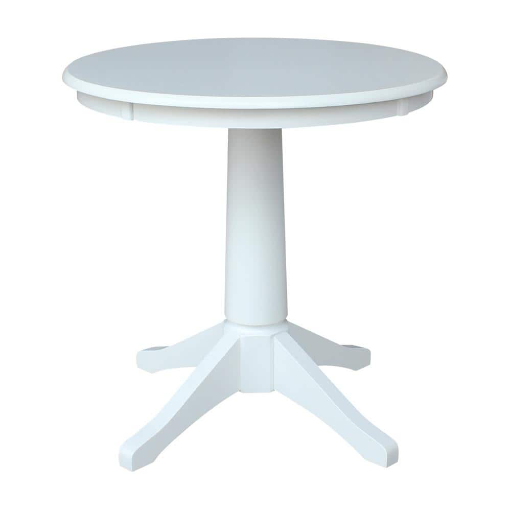 International Concepts Olivia White Solid Wood 30 in. Round Pedestal ...