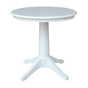 Olivia White Solid Wood 30 in. Round Pedestal Dining Table