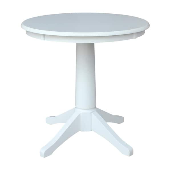 International Concepts Olivia White Solid Wood 30 in. Round Pedestal Dining Table