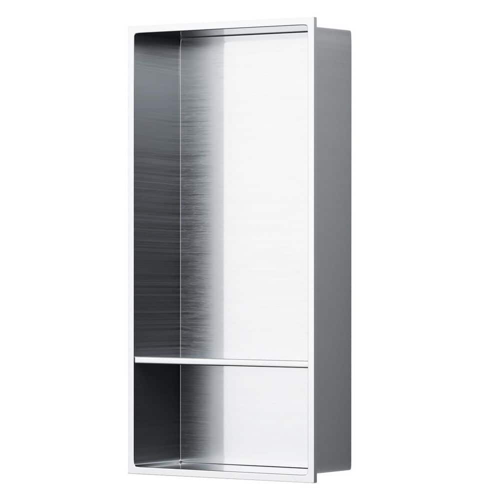 13 in. W x 25 in. H x 4 in. D Stainless Steel Shower Niche Recessed Niche Shower Double Shelves in Brushed Nickel price history on PriceWatchPro