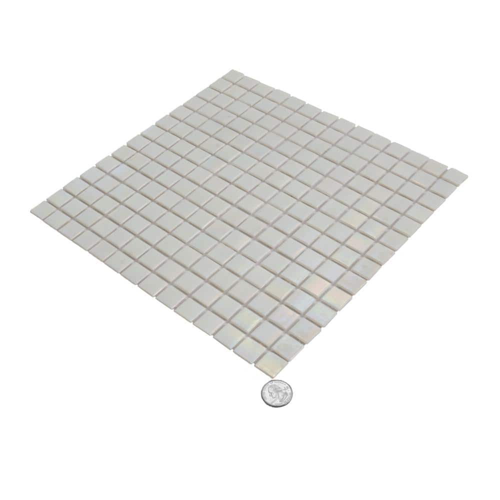 Nacreous 12" x 12" Iridescent White Glass Mosaic Tile