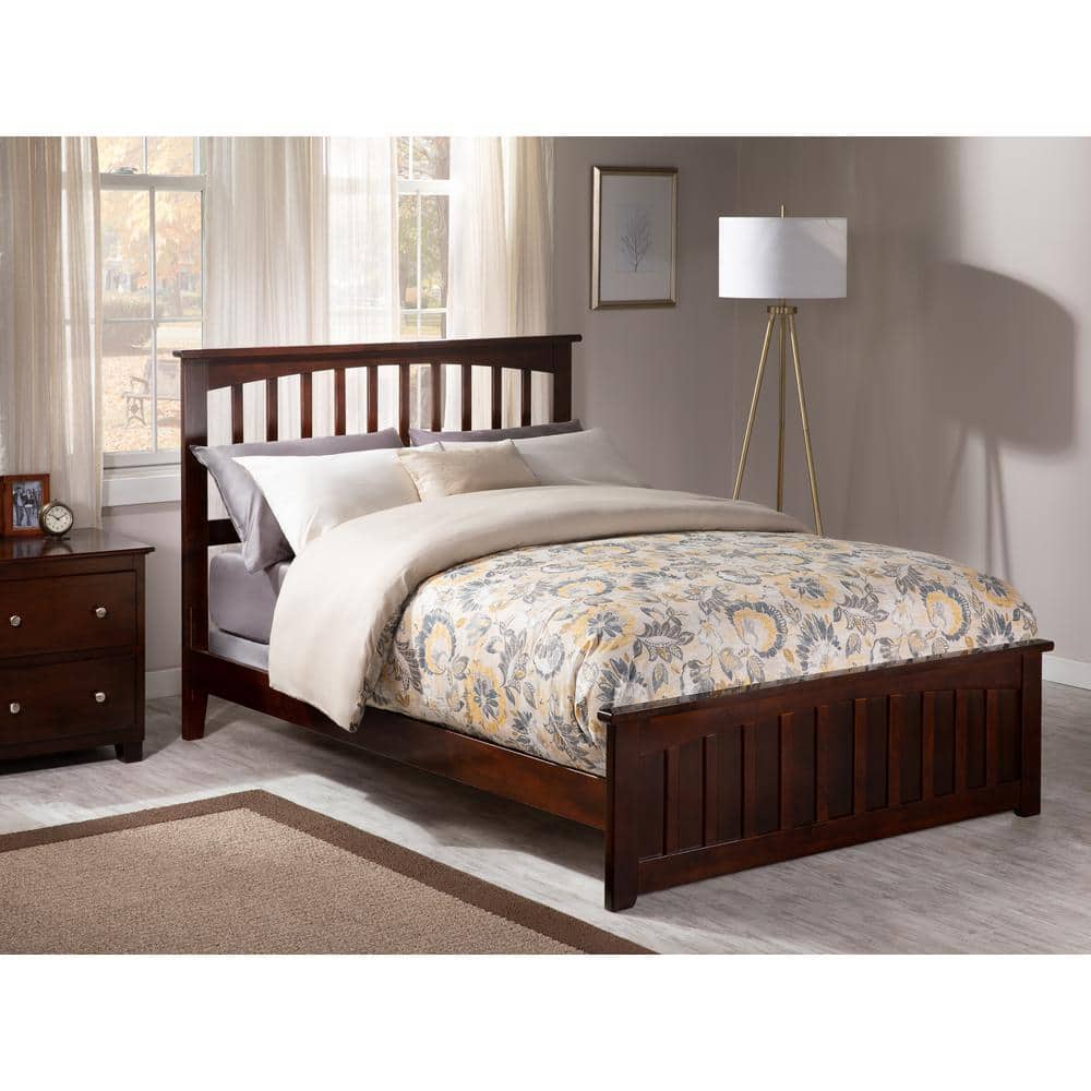 Mission Walnut Full Solid Wood Frame Low Profile Platform Bed with Matching Footboard and USB Device Charger price history on PriceWatchPro