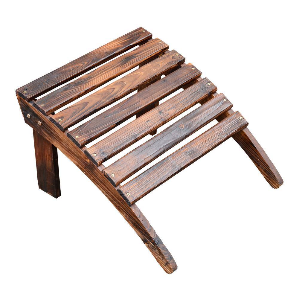 Rustic Brown Fir Wood Adirondack Chair with Ottoman