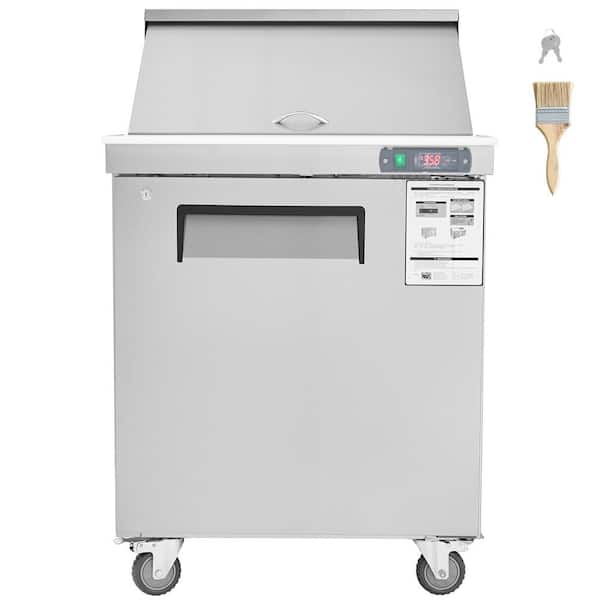 28 in. Commercial Refrigerator Sandwich and Salad Prep Table, 7.4 cu. ft. Stainless Steel, 12 Pans, Cut Board