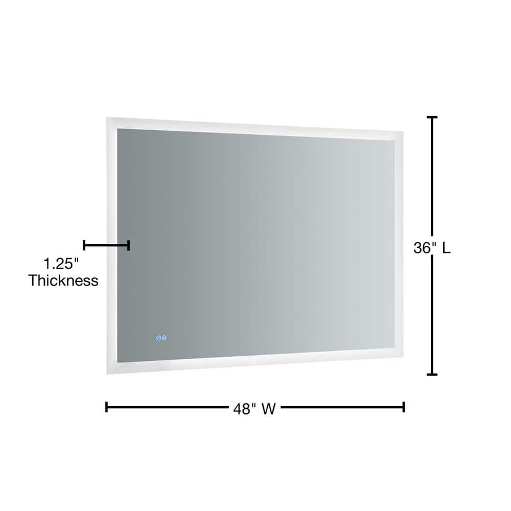 Sleek 48"x36" Frameless Bathroom Vanity Mirror with LED Halo & Fog-Free Technology