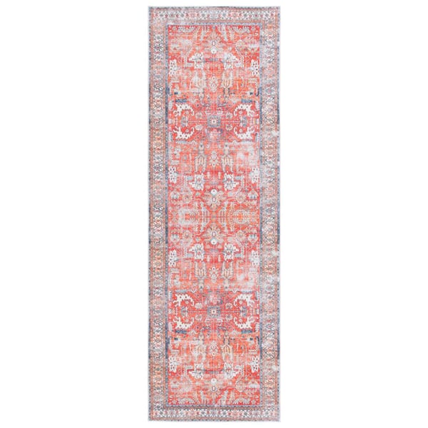 Arizona Rust/Aqua 3 ft. x 6 ft. Machine Washable Geometric Medallion Runner Rug