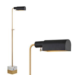 Iva 56.5 in. Brass Gold/Carrara Marble Adjustable Library Floor Lamp